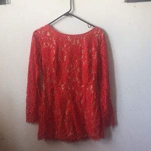 Mustard seed red lace romper ♥️